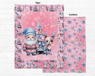 Pastel Xmas Santa Pink Blanket Panel